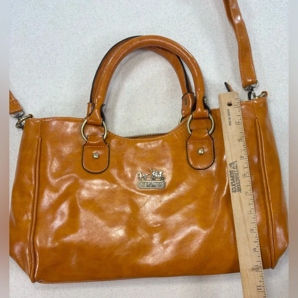 Coach Ashley Cognac Leather Satchel Crossbody Shoulder Bag Horse Carriage - Picture 10 of 15